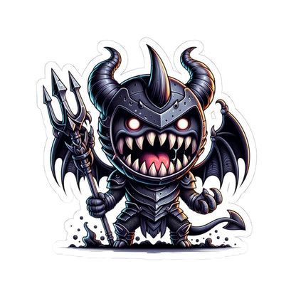 Armored Demon Monster Vinyl Sticker | Trident Warrior Art Decal