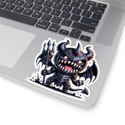 Armored Demon Monster Vinyl Sticker | Trident Warrior Art Decal