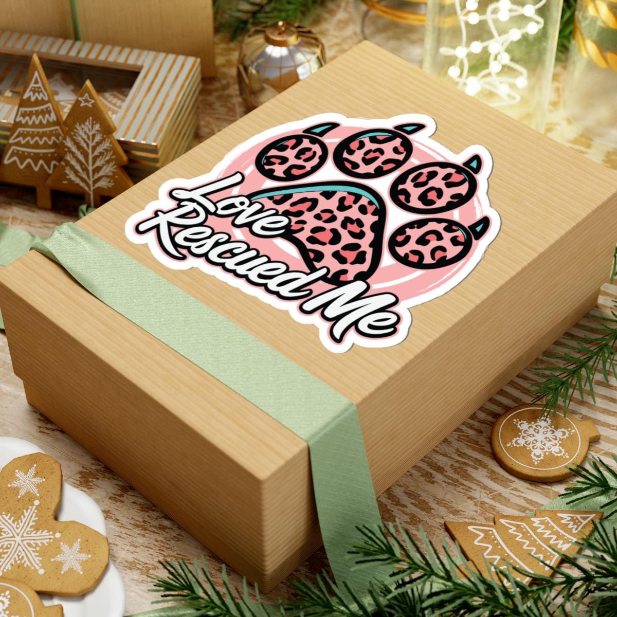 Love Rescued Me Paw Print Sticker | Animal Rescue Decal (Waterproof Vinyl)