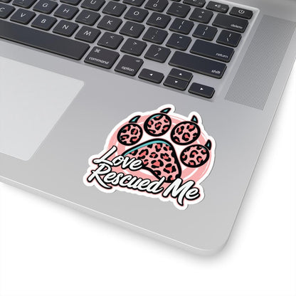Love Rescued Me Paw Print Sticker | Animal Rescue Decal (Waterproof Vinyl)