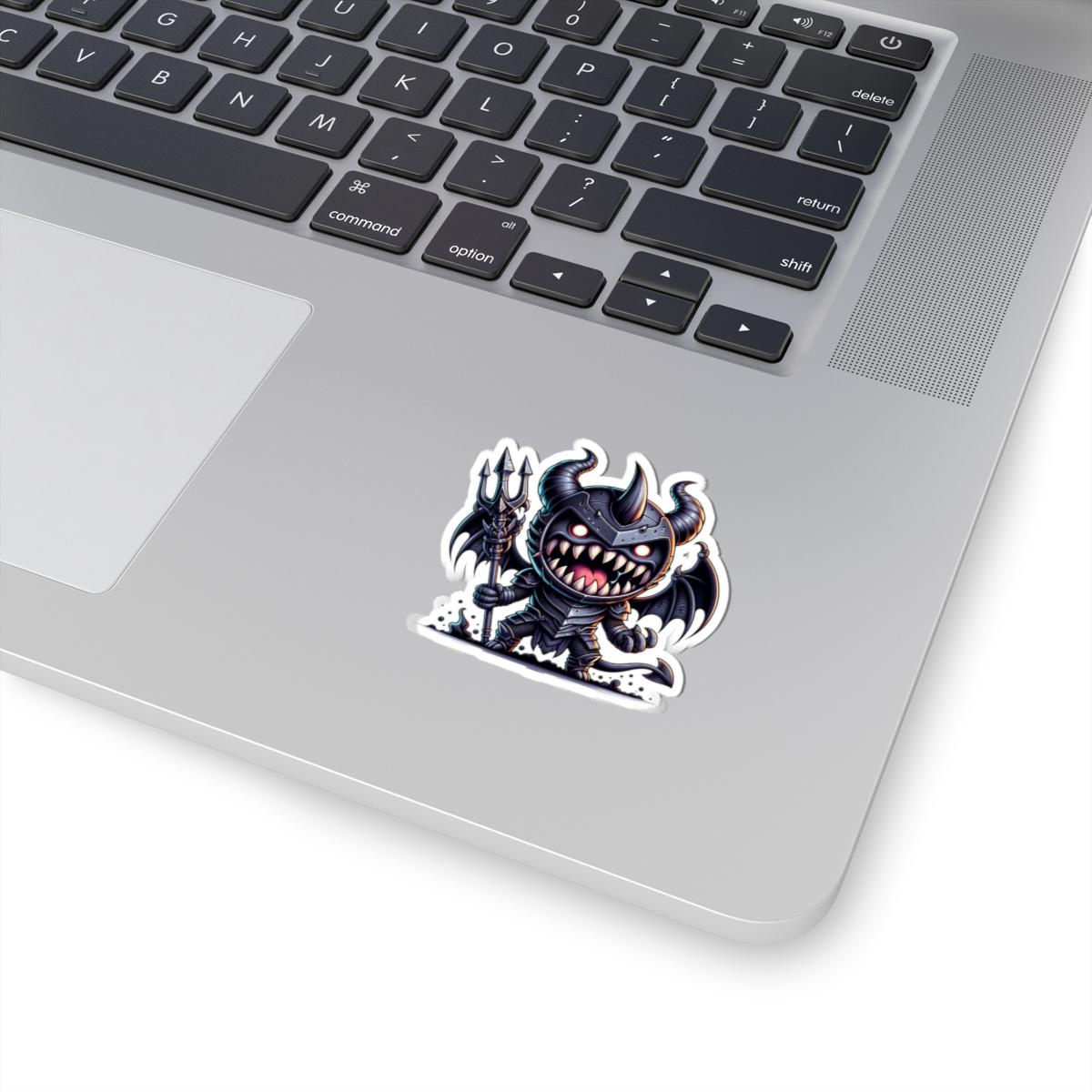 Armored Demon Monster Vinyl Sticker | Trident Warrior Art Decal