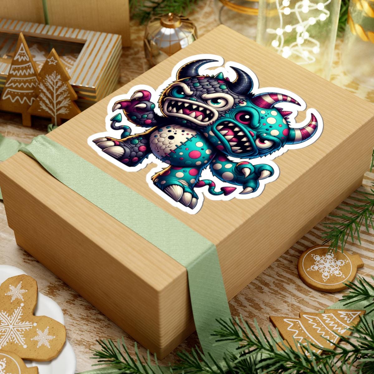 ColorFlow | Two Headed Monster Vinyl Sticker for Laptops Water Bottles Notebooks | Cool Art Decal | Unique Gift for All Ages