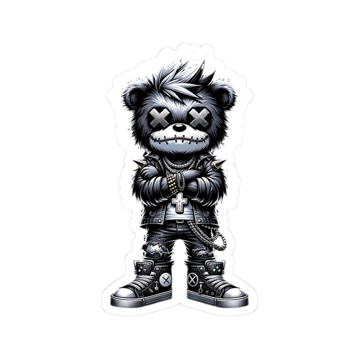 Cyber Gothic Bear Sticker | Punk Streetwear Gamer Vinyl Decal (Waterproof)