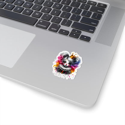 ColorFlow | Royal Pop Circus Clown Sticker | Pastel Goth Crowned Doll with Rainbow Hair | Kawaii Creepycore Art