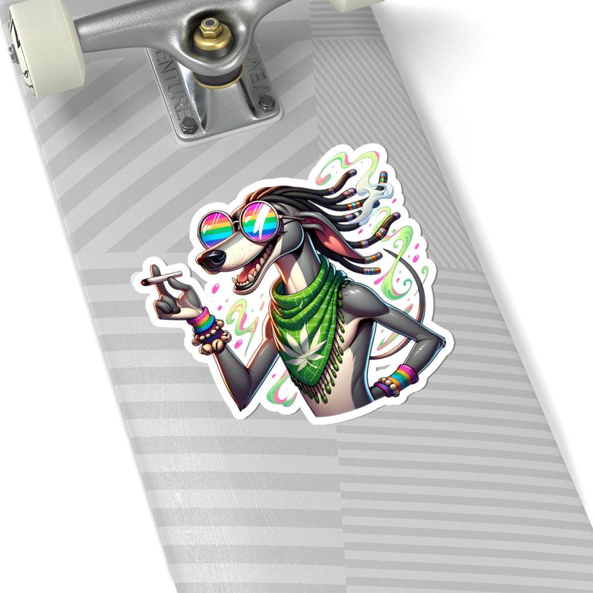ColorFlow Rasta Greyhound Glossy Vinyl Sticker | Kiss Cut or Die Cut | Waterproof Weed Dog Reggae Art Decal for Laptops Cars Bottles