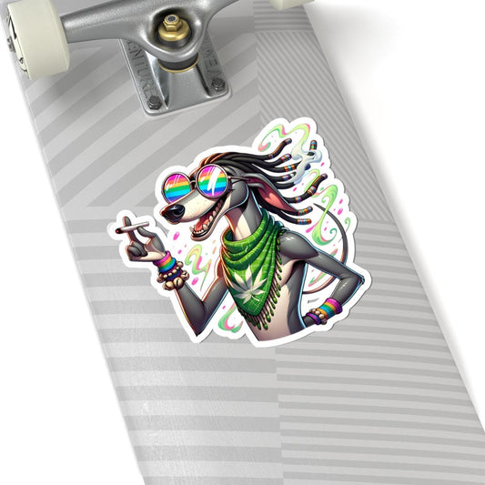 ColorFlow Rasta Greyhound Glossy Vinyl Sticker | Kiss Cut or Die Cut | Waterproof Weed Dog Reggae Art Decal for Laptops Cars Bottles