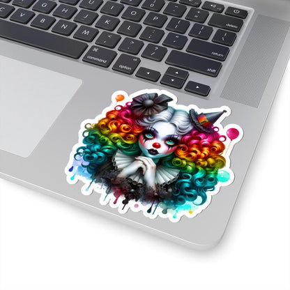 Rainbow Gothic Clown Sticker | Dark Carnival Harlequin Art Vinyl