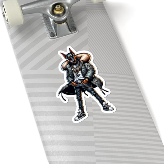 Doberman Streetwear Sticker | Urban Dog Art, Chains, Sneakers (Kiss Cut)