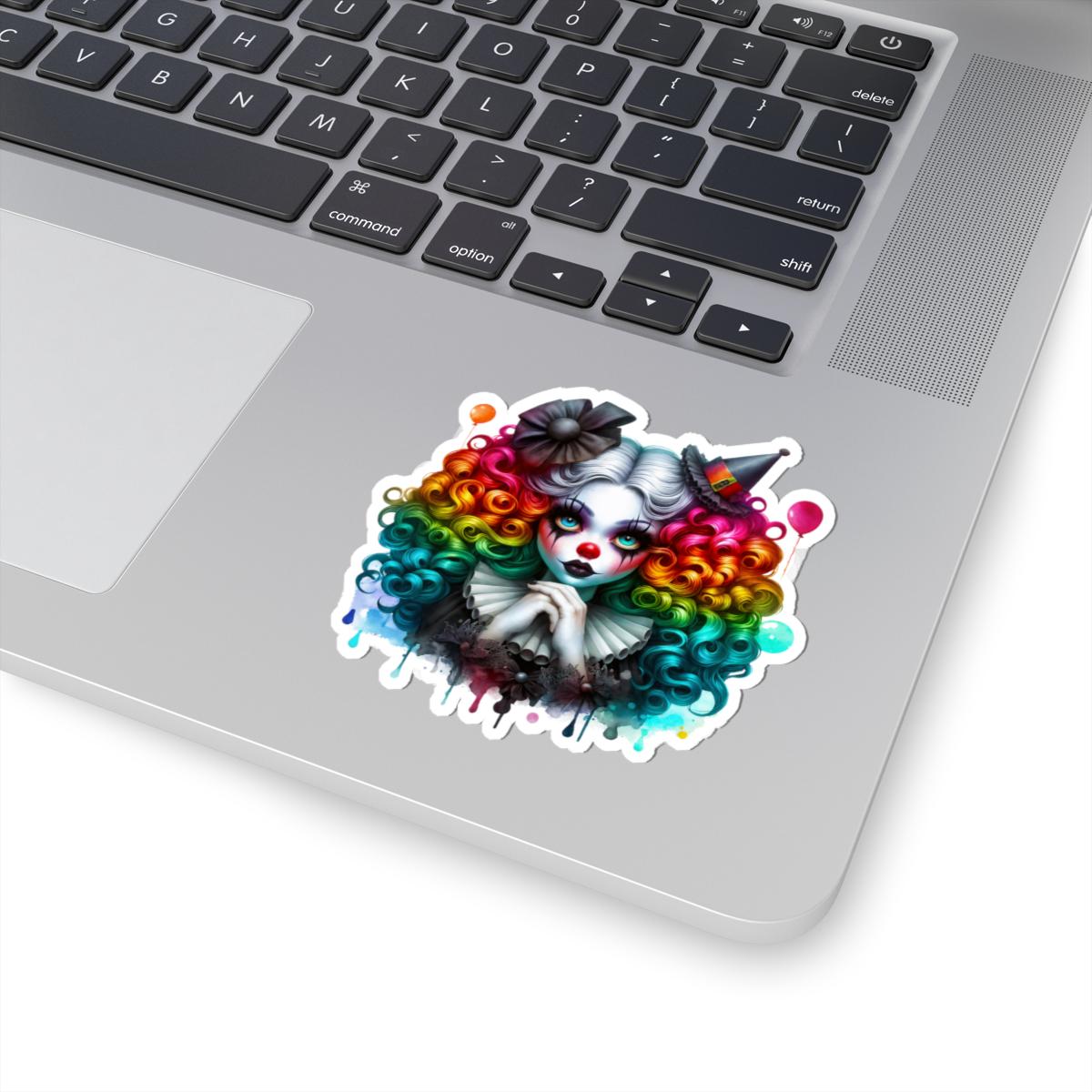 Rainbow Gothic Clown Sticker | Dark Carnival Harlequin Art Vinyl