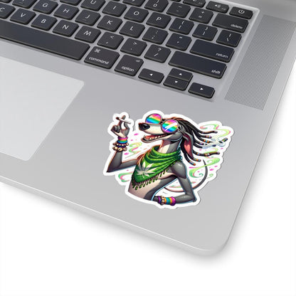 ColorFlow Rasta Greyhound Glossy Vinyl Sticker | Kiss Cut or Die Cut | Waterproof Weed Dog Reggae Art Decal for Laptops Cars Bottles