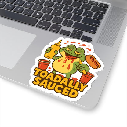 ColorFlow | Toadally Sauced Funny Frog Sticker | BBQ Party Hot Dog Vinyl Decal | Waterproof Frog Lovers Outdoor Sticker