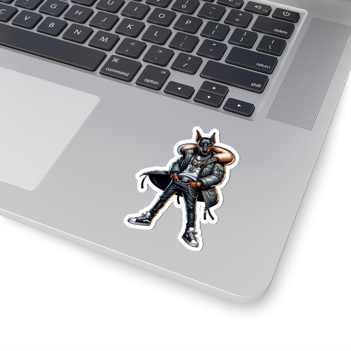 Doberman Streetwear Sticker | Urban Dog Art, Chains, Sneakers (Kiss Cut)