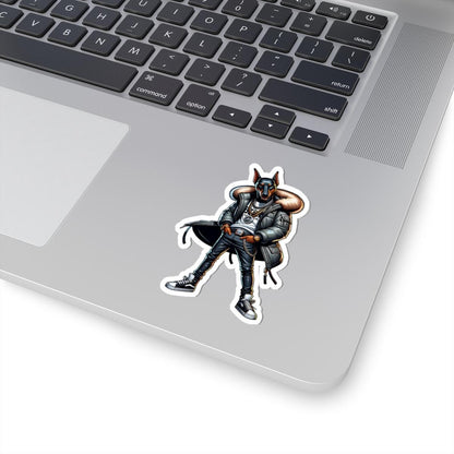 Doberman Streetwear Sticker | Urban Dog Art, Chains, Sneakers (Kiss Cut)