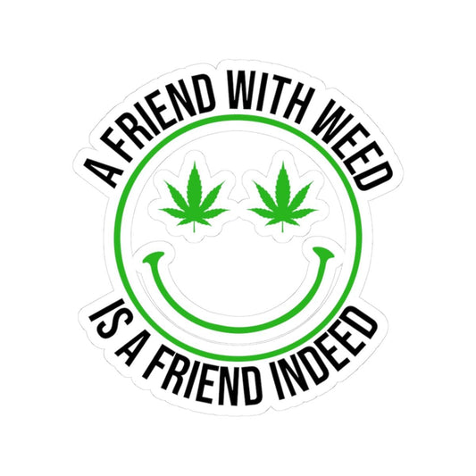 ColorFlow | Funny Weed Smiley Face Sticker Waterproof Stoner Vinyl Decal with Cannabis Eyes for Laptop Water Bottle or 420 Gift Idea