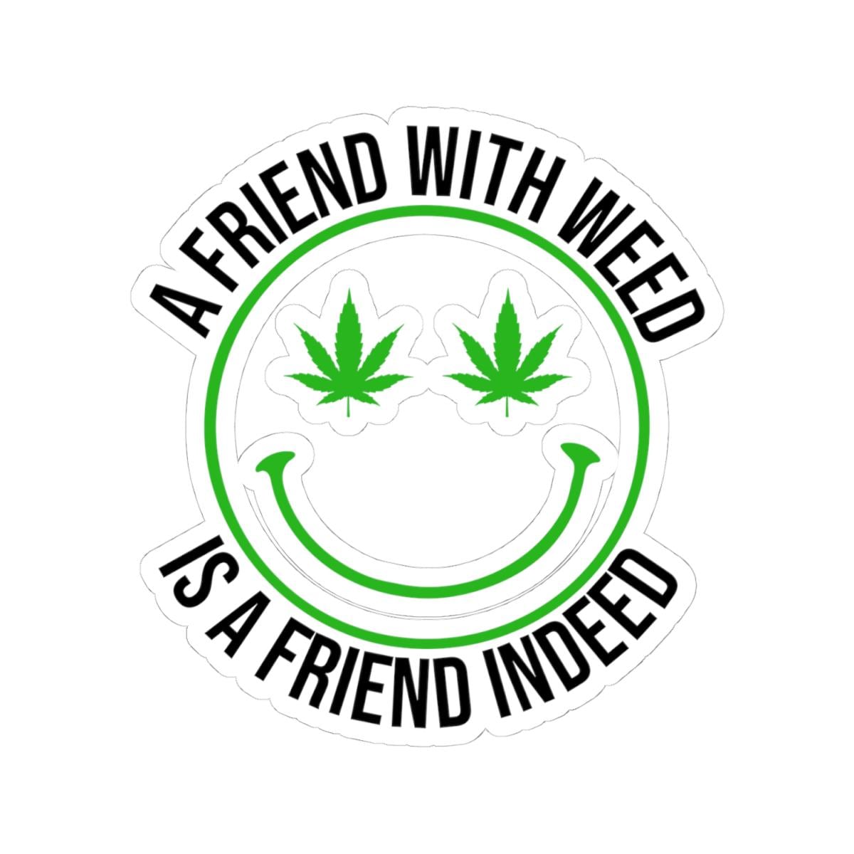 ColorFlow | Funny Weed Smiley Face Sticker Waterproof Stoner Vinyl Decal with Cannabis Eyes for Laptop Water Bottle or 420 Gift Idea