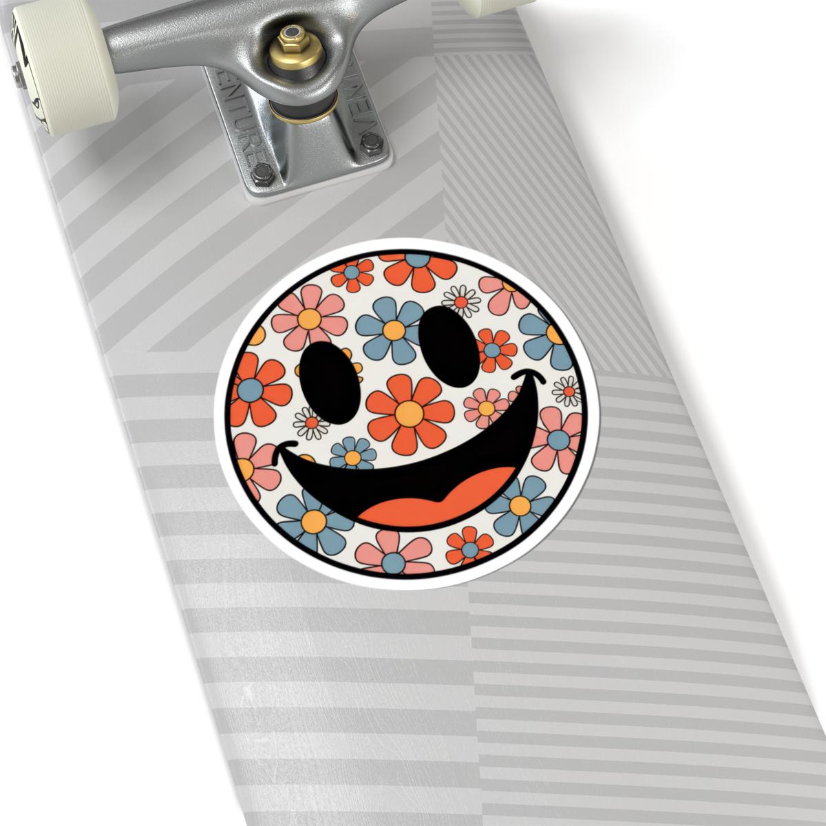 Retro Groovy Smiley Face Sticker | 70s Daisy Flower Power Vinyl Decal