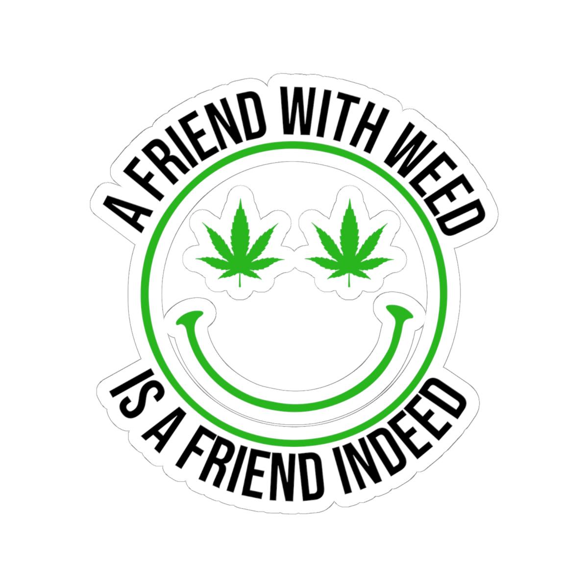 ColorFlow | Funny Weed Smiley Face Sticker Waterproof Stoner Vinyl Decal with Cannabis Eyes for Laptop Water Bottle or 420 Gift Idea