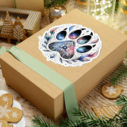 Mystical Galaxy Paw Print Sticker | Boho Cosmic Mandala Pet Decal