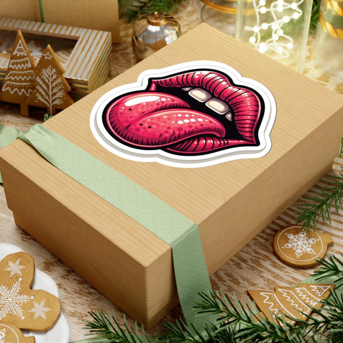 Retro Lips Tongue Out Sticker | Bold Groovy Rock Vinyl Decal