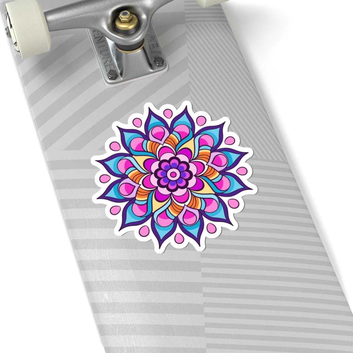 ColorFlow | Vibrant Lotus Bloom Mandala Sticker | Boho Rainbow Vinyl Decal | Sacred Flower Art