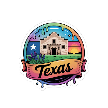 ColorFlow | Texas Alamo Sunset Skyline Vinyl Sticker | Lone Star State Travel Art Decal