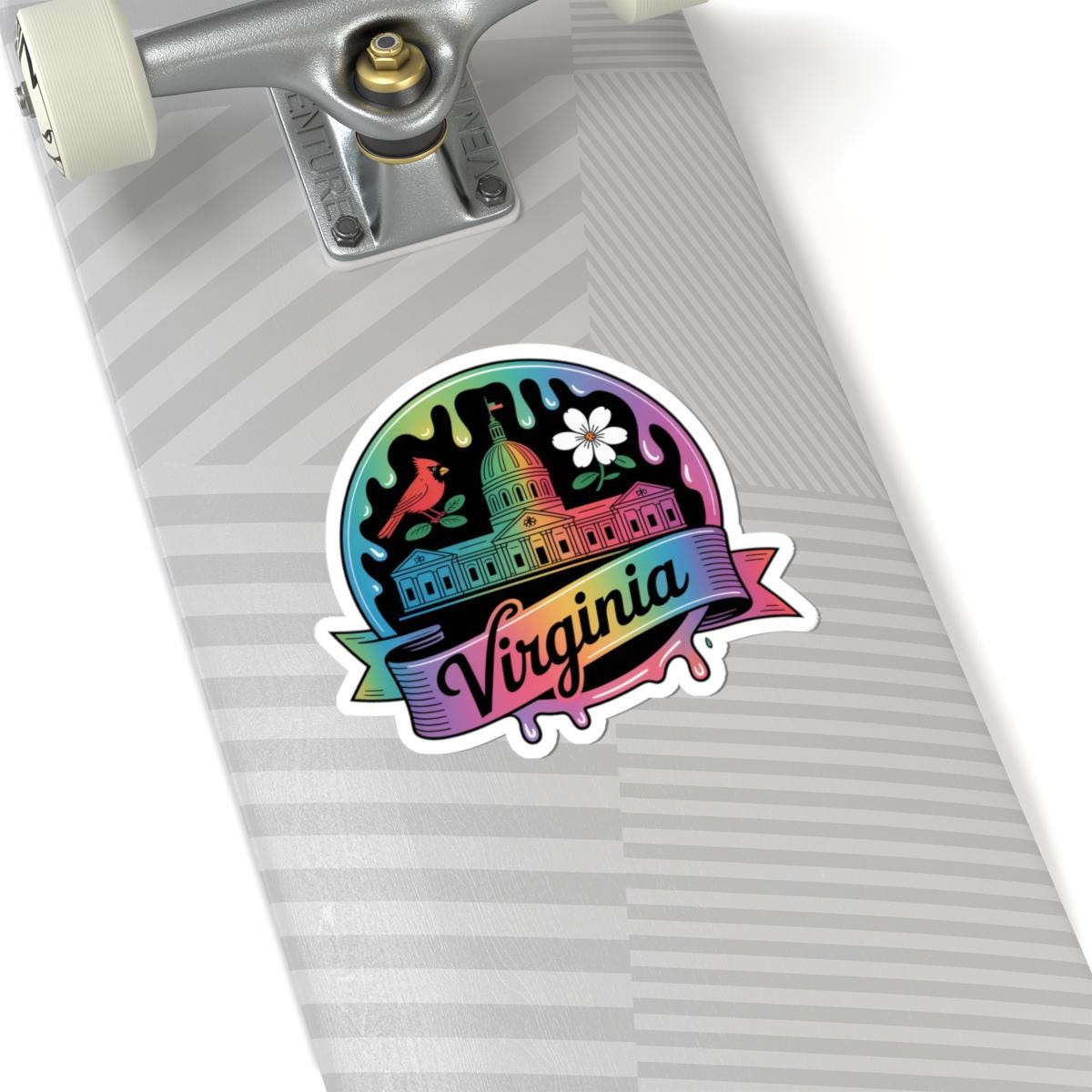 ColorFlow | Virginia Cardinal Capitol Rainbow Vinyl Sticker | Historic Richmond Landmark Art Decal