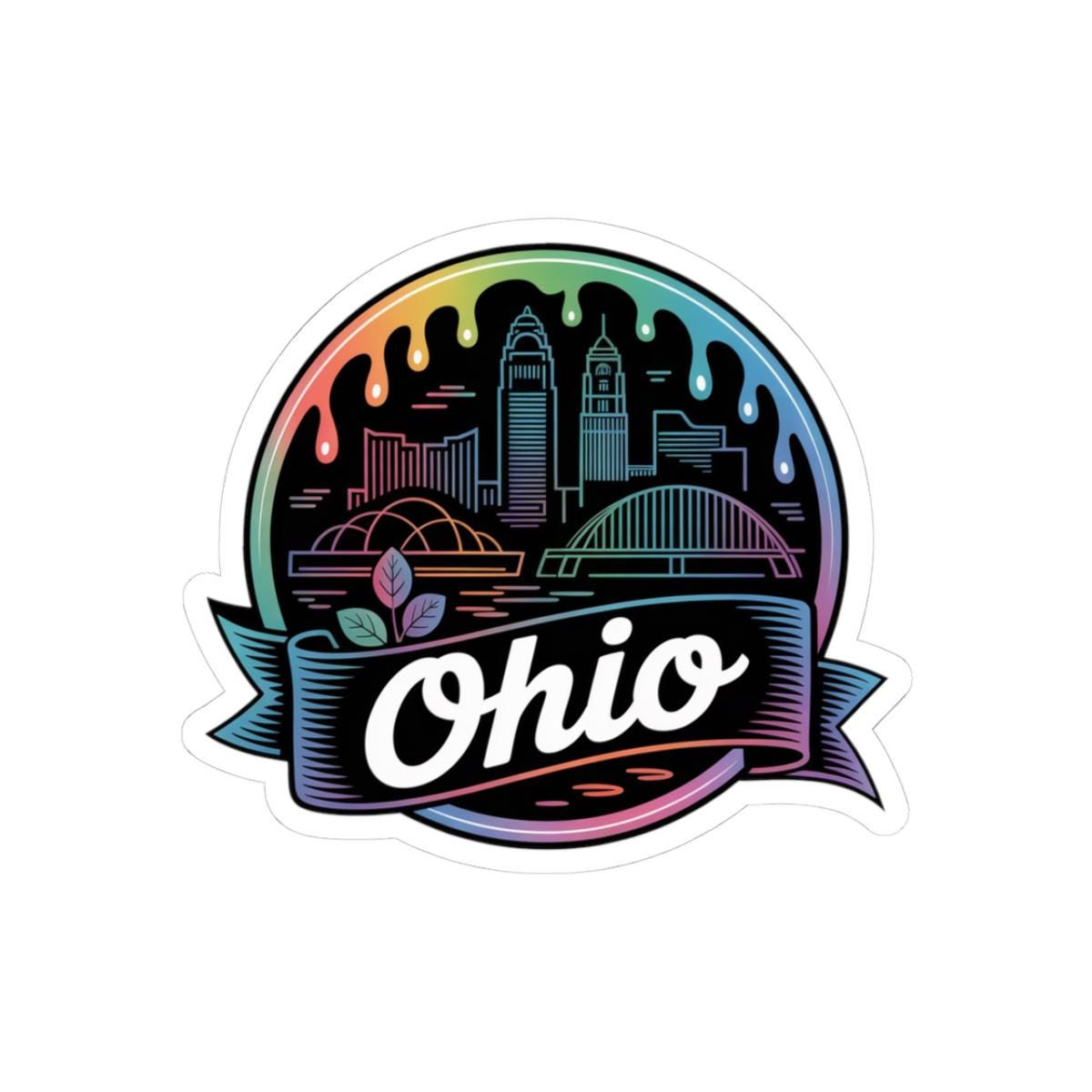 ColorFlow | Ohio City Skyline Riverfront Vinyl Sticker | Buckeye State Urban Travel Art Decal