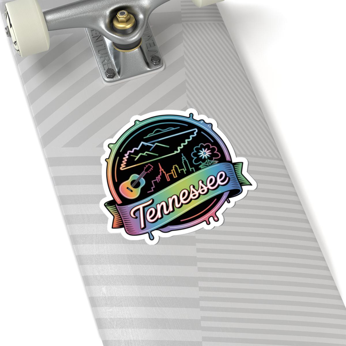ColorFlow | Tennessee Guitar Mountain Skyline Vinyl Sticker | Music City Scenic Travel Art Decal