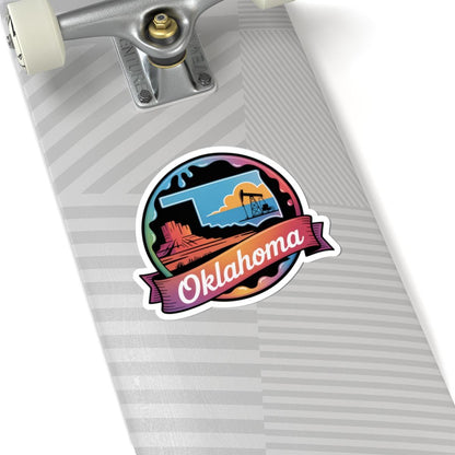 ColorFlow | Oklahoma Desert Mesa Oilfield Vinyl Sticker | Sooner State Sunset Travel Art Decal