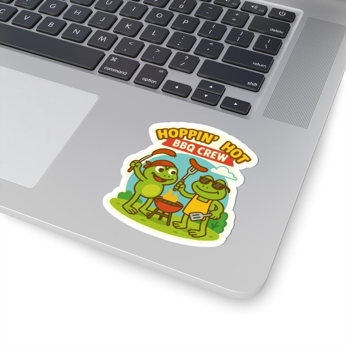 ColorFlow | Hoppin Hot BBQ Crew Sticker | Cute Frog Grilling Vinyl Decal | Waterproof Funny Summer Barbecue Sticker