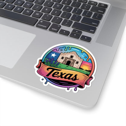 ColorFlow | Texas Alamo Sunset Skyline Vinyl Sticker | Lone Star State Travel Art Decal