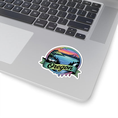 ColorFlow | Oregon Crater Lake Waterfall Vinyl Sticker | Pacific Northwest Scenic Travel Art Decal