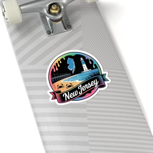ColorFlow | New Jersey Lighthouse Beach Vinyl Sticker | Garden State Coastal Travel Art Decal