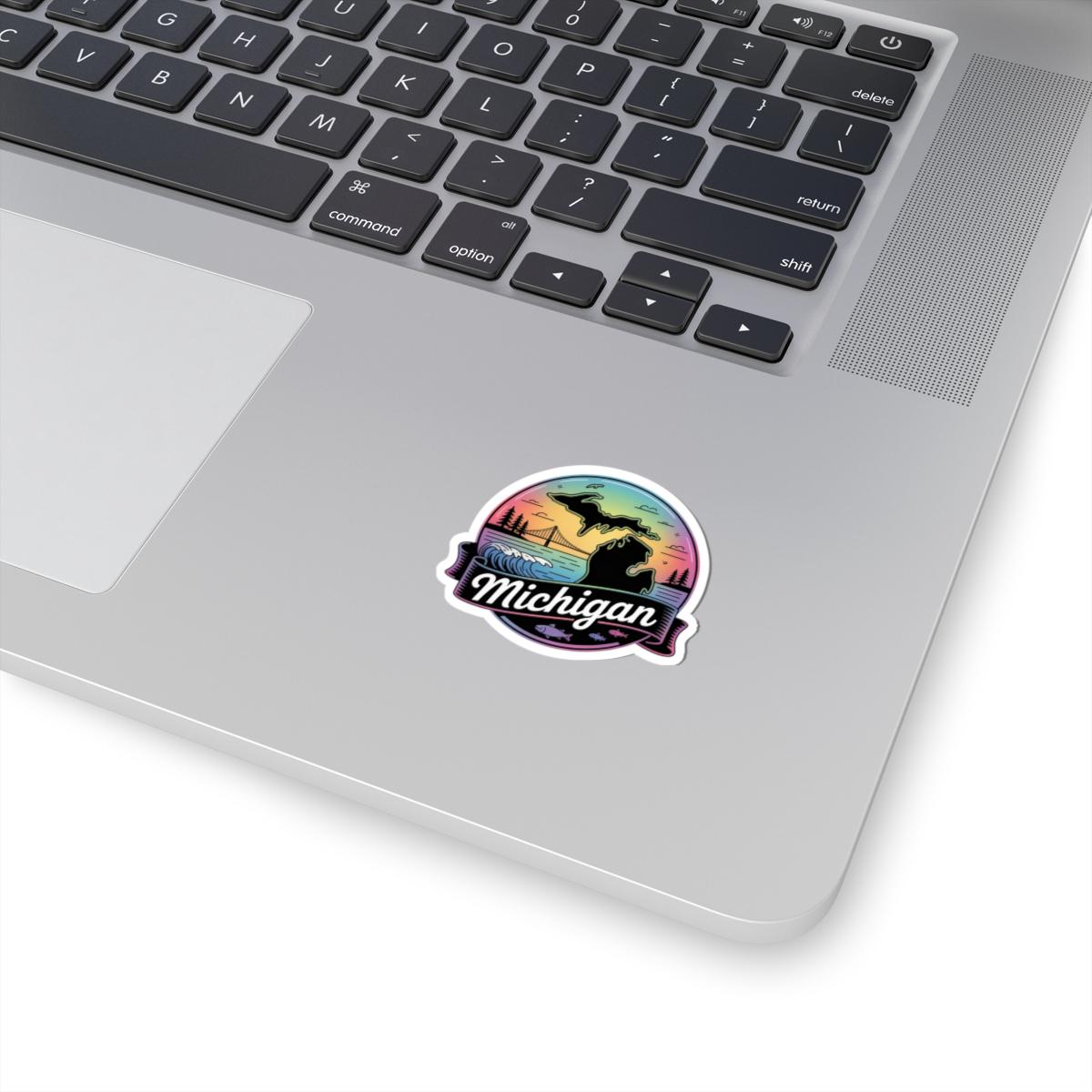ColorFlow | Michigan Great Lakes Sunset Vinyl Sticker | Mackinac Bridge Scenic Travel Art Decal
