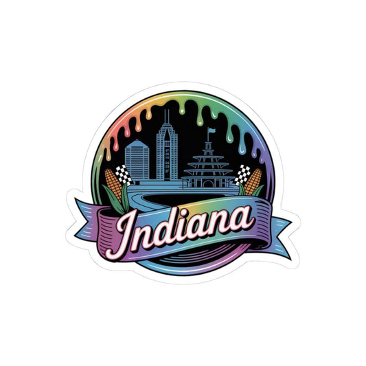 ColorFlow | Indiana Skyline Racing Heritage Vinyl Sticker | Midwest Cityscape Art Travel Decal