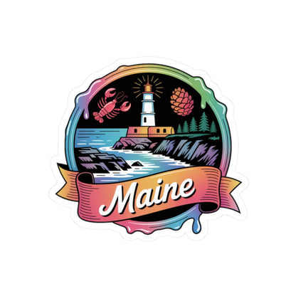 ColorFlow | Maine Lighthouse Rocky Coast Vinyl Sticker | New England Ocean Travel Art Decal
