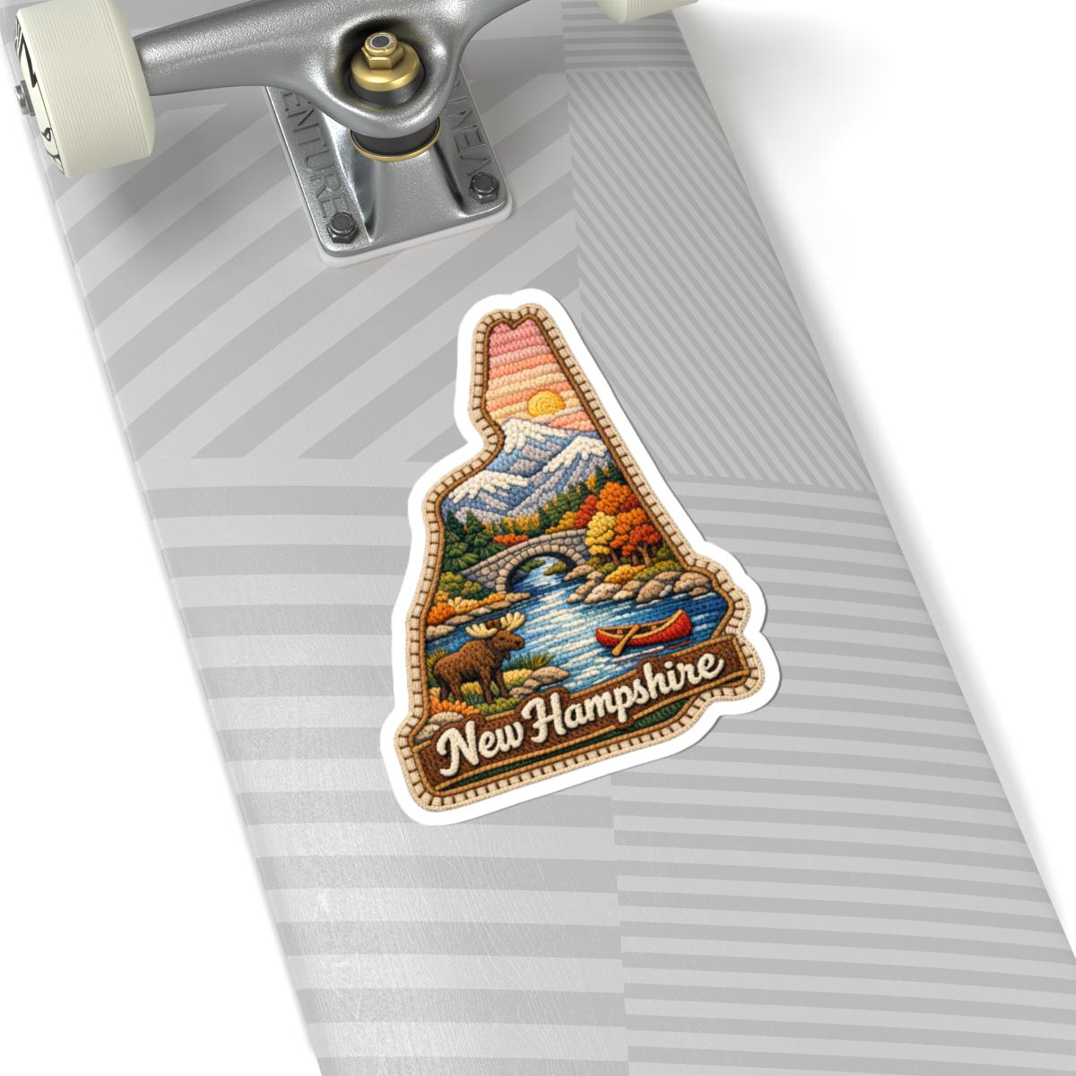 New Hampshire Mountain Passage Vinyl Sticker | Moose, Bridge, Autumn Landscape Art