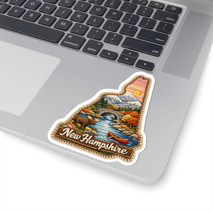 New Hampshire Mountain Passage Vinyl Sticker | Moose, Bridge, Autumn Landscape Art