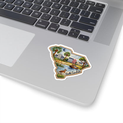 ColorFlow | South Carolina Lowcountry Scene Vinyl Sticker | Coastal Homes Palms and Marshland Artwork