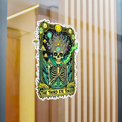 ColorFlow | Third Eye Toker Skeleton Vinyl Sticker | Psychedelic Art Waterproof Decal | Glossy Matte Holographic | 6 Sizes