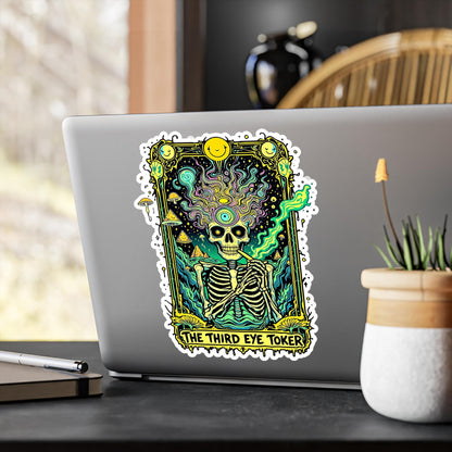 ColorFlow | Third Eye Toker Skeleton Vinyl Sticker | Psychedelic Art Waterproof Decal | Glossy Matte Holographic | 6 Sizes