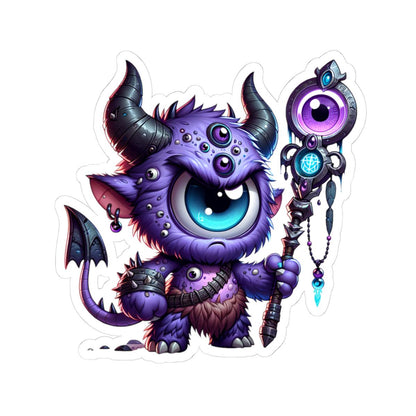 ColorFlow | Purple Cyclops Wizard Monster Vinyl Sticker | Multi Eye Art Decal | Fantasy Collectible | Unique Magical Gift
