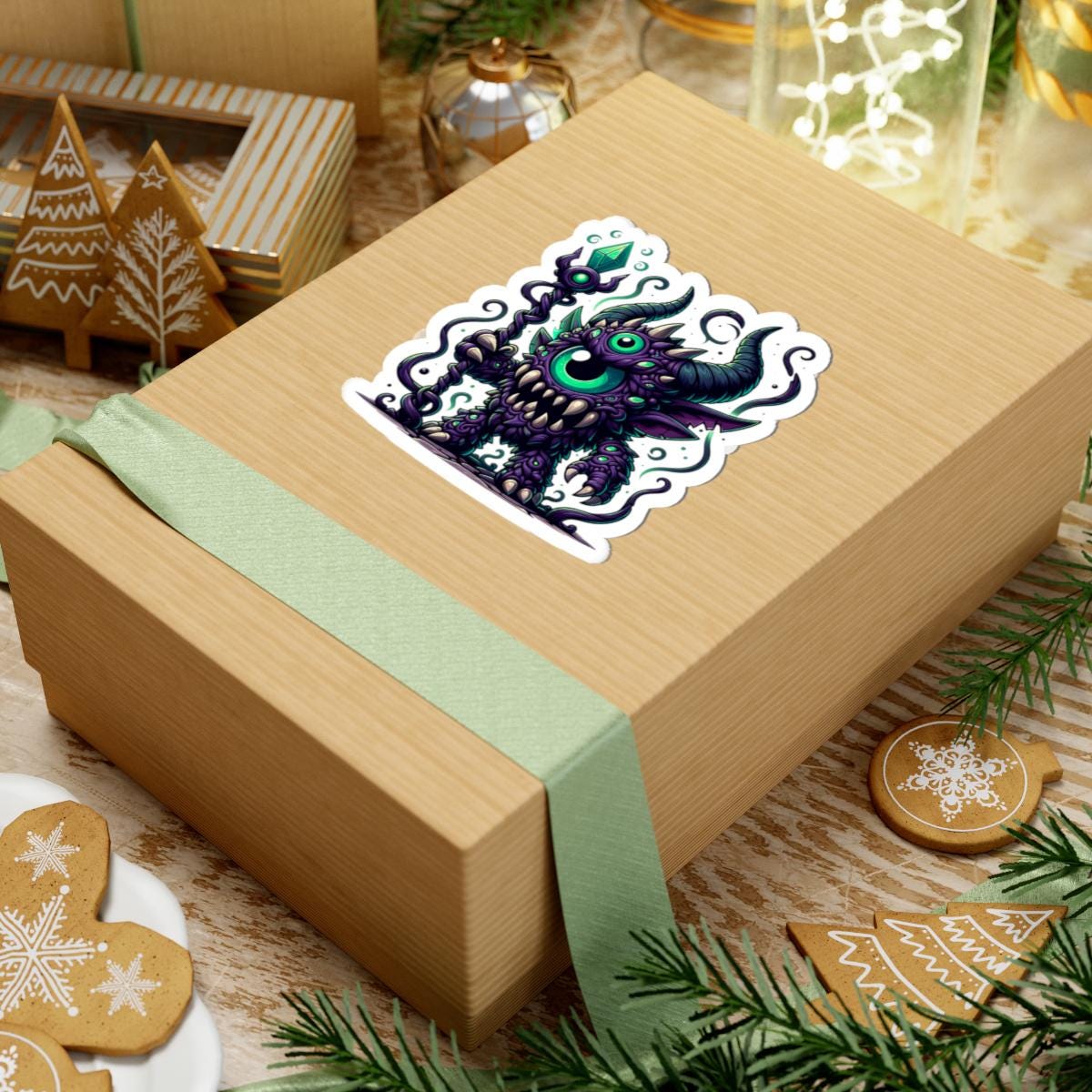 ColorFlow | Purple Cyclops Sorcerer Monster Vinyl Sticker | Fantasy Art Decal | Unique Magic Collectible | Gift Idea