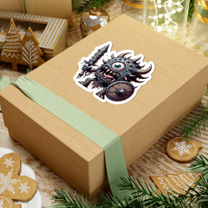ColorFlow | Spiked Cyclops Warrior Monster Vinyl Sticker | Fantasy Art Decal | Unique Collectible | Mythical Gift Idea