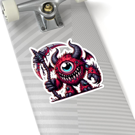 ColorFlow | Red Cyclops Demon Monster Vinyl Sticker | Furry Fantasy Art Decal | Unique Collectible | Cool Monster Gift