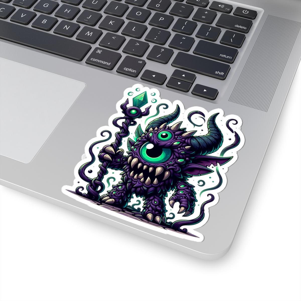 ColorFlow | Purple Cyclops Sorcerer Monster Vinyl Sticker | Fantasy Art Decal | Unique Magic Collectible | Gift Idea