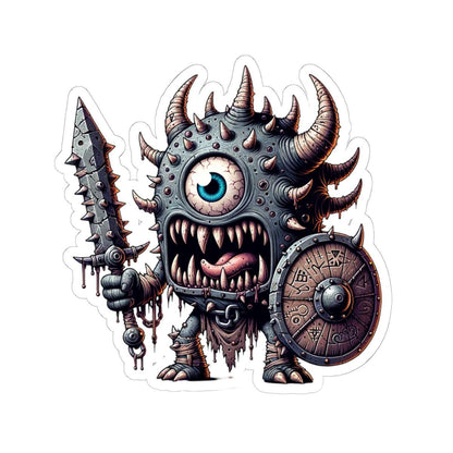 ColorFlow | Spiked Cyclops Warrior Monster Vinyl Sticker | Fantasy Art Decal | Unique Collectible | Mythical Gift Idea
