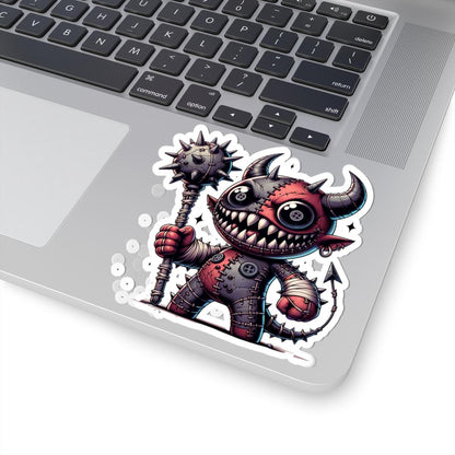 ColorFlow | Stitched Demon Plushie Monster Vinyl Sticker | Creepy Cute Art Decal | Unique Collectible | Fun Gift for All Ages