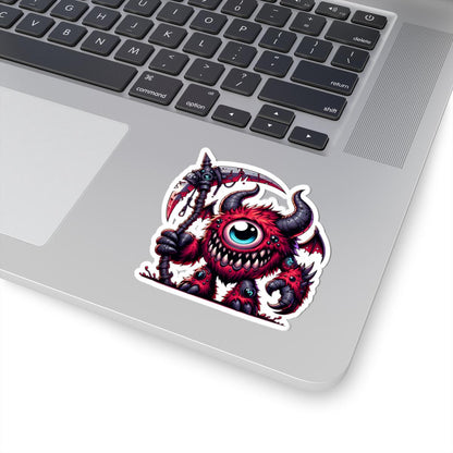 ColorFlow | Red Cyclops Demon Monster Vinyl Sticker | Furry Fantasy Art Decal | Unique Collectible | Cool Monster Gift