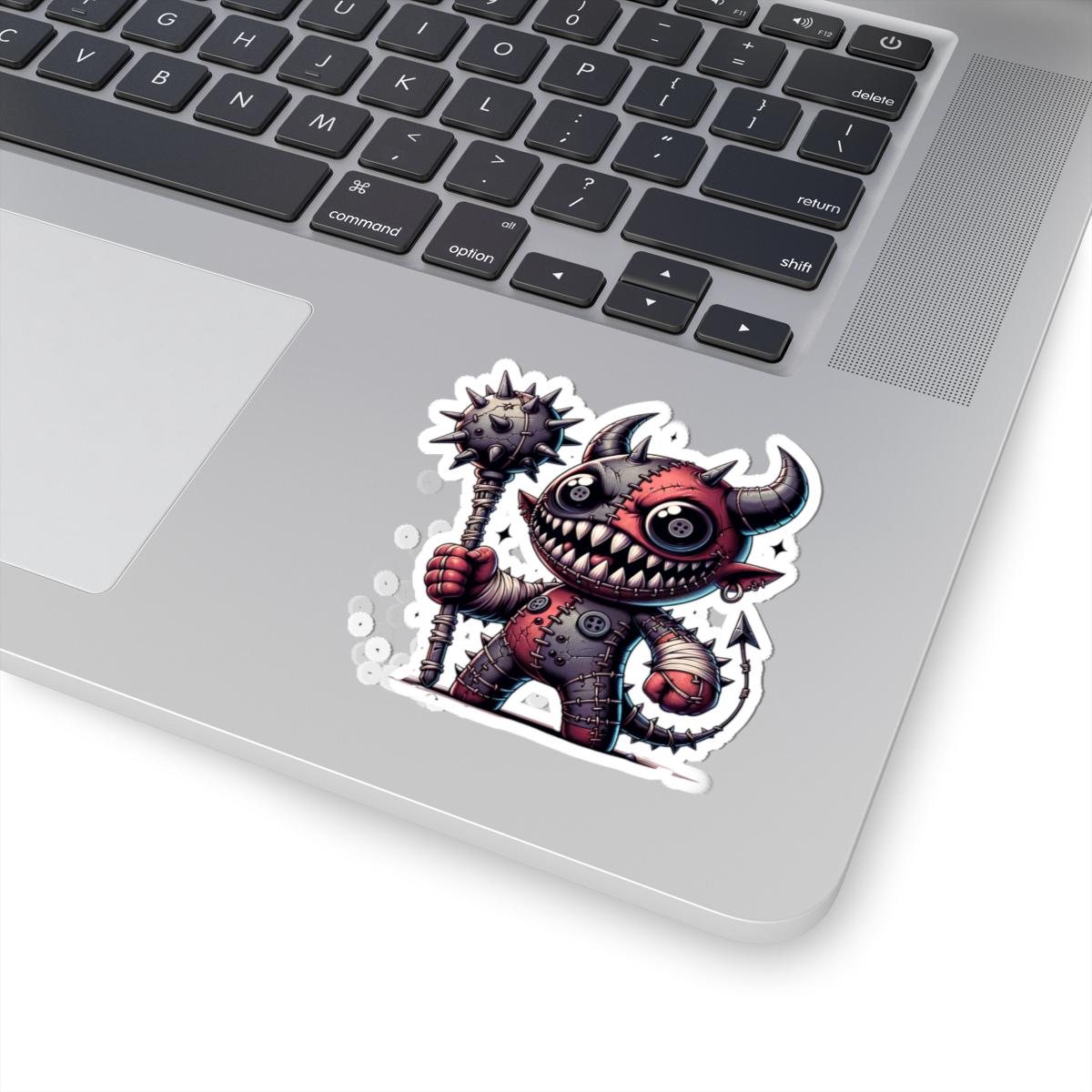 ColorFlow | Stitched Demon Plushie Monster Vinyl Sticker | Creepy Cute Art Decal | Unique Collectible | Fun Gift for All Ages